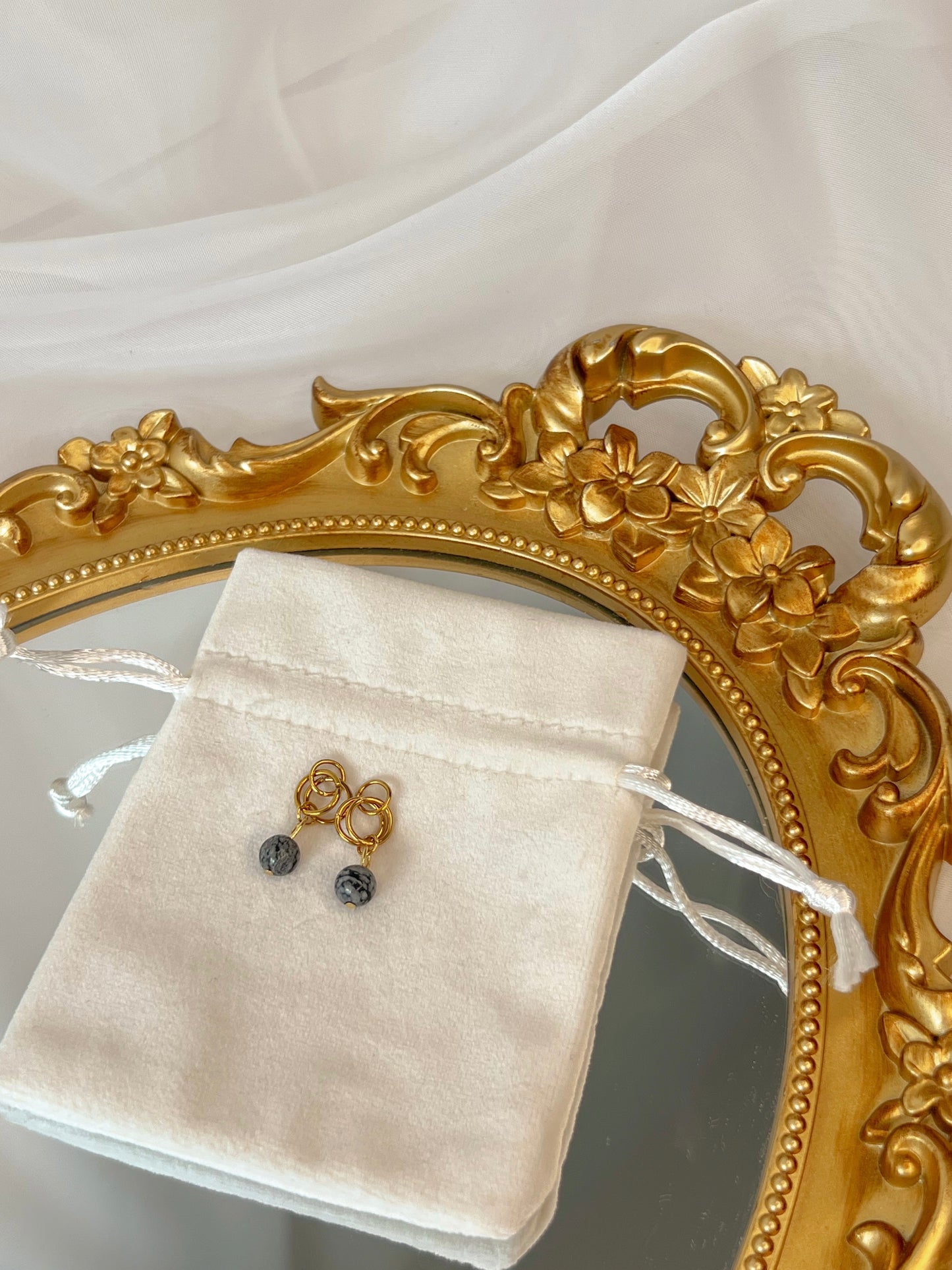 Boucles d’oreilles Aelys - Obsidienne neige