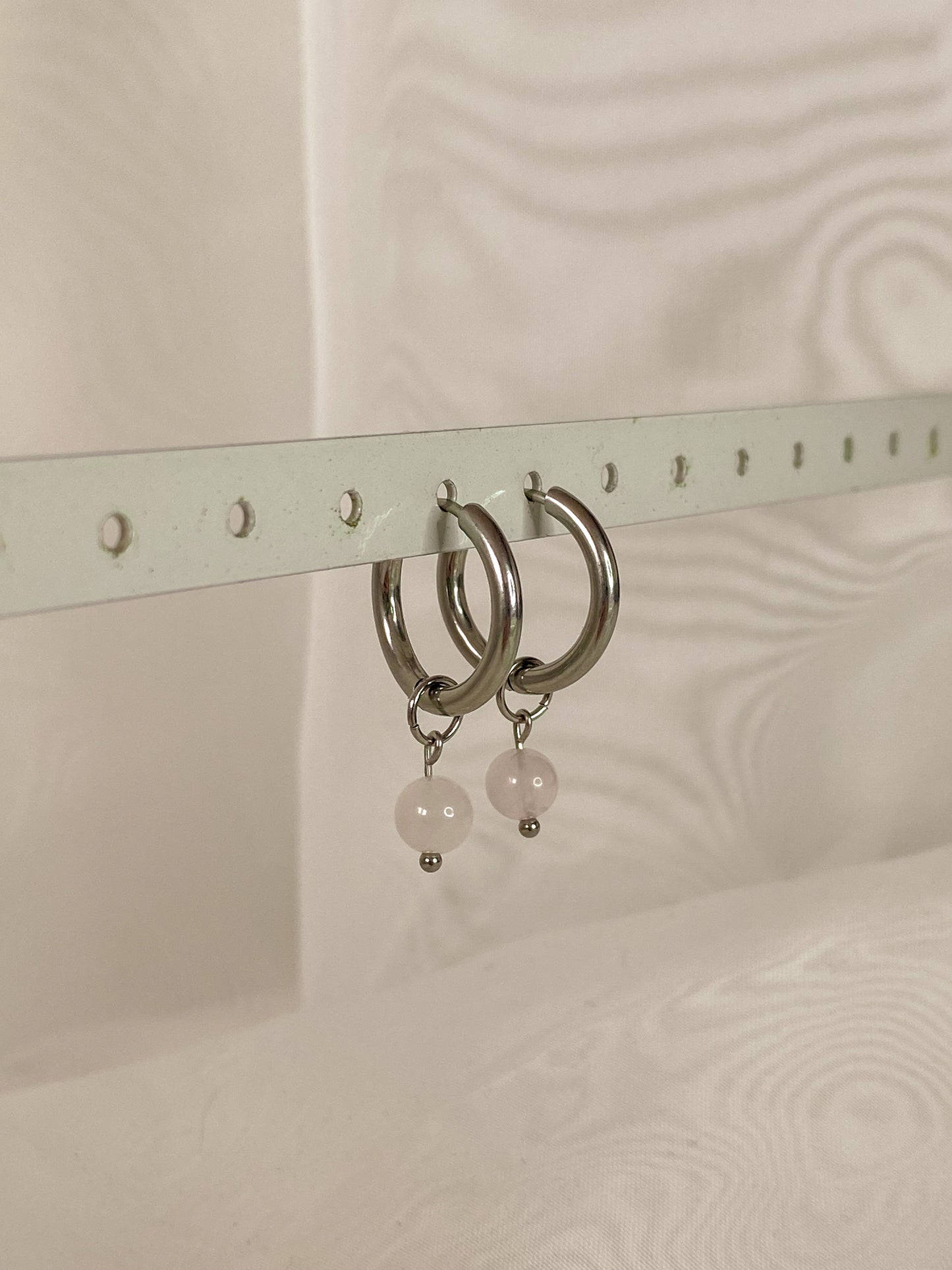 Acier inoxydable,Argenté,Bijoux,Boucles d’oreilles,Interchangeable,Pendants,Personnalisable,Quartz rose