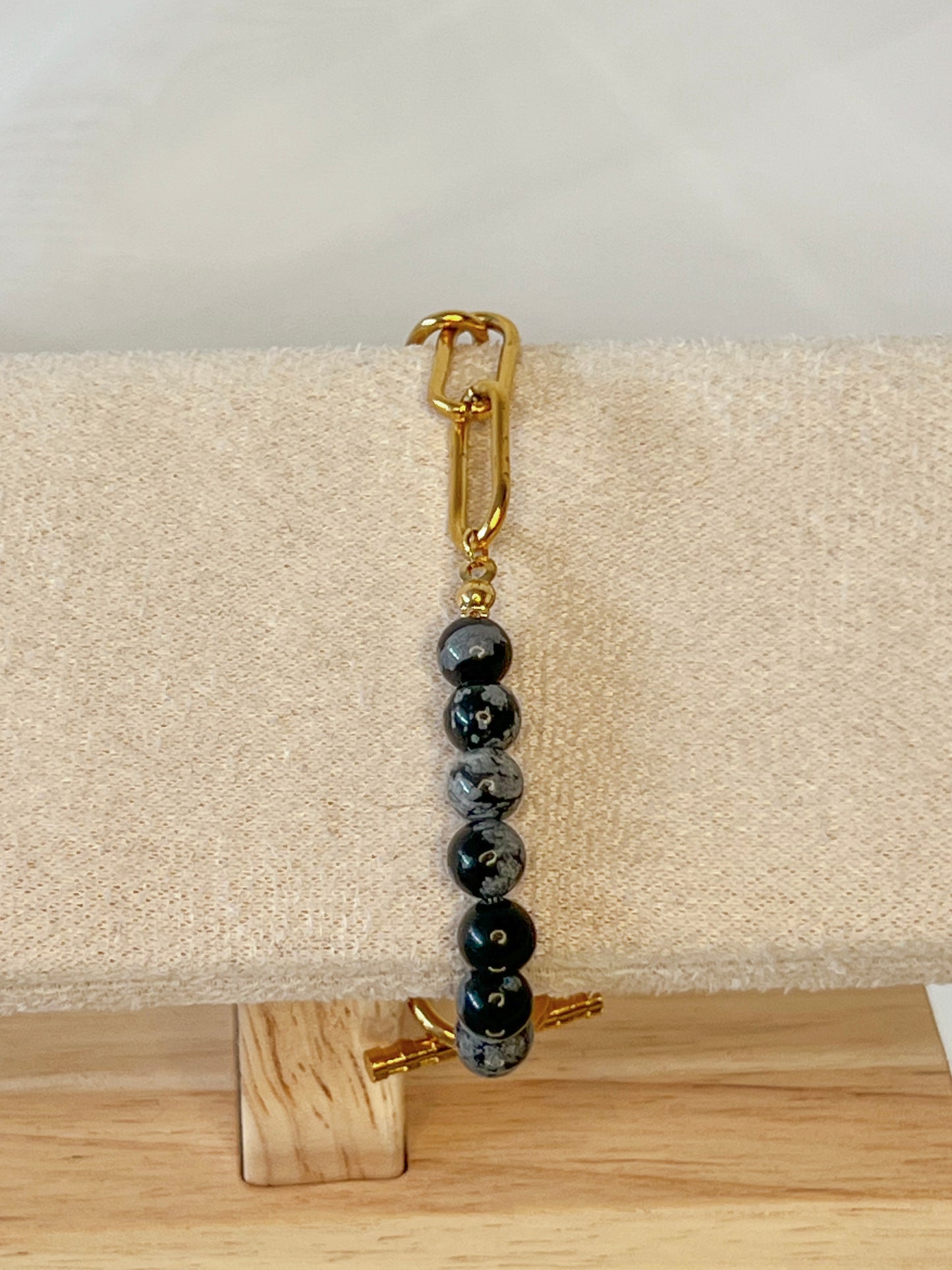 Bracelet Vaelia - Obsidienne neige