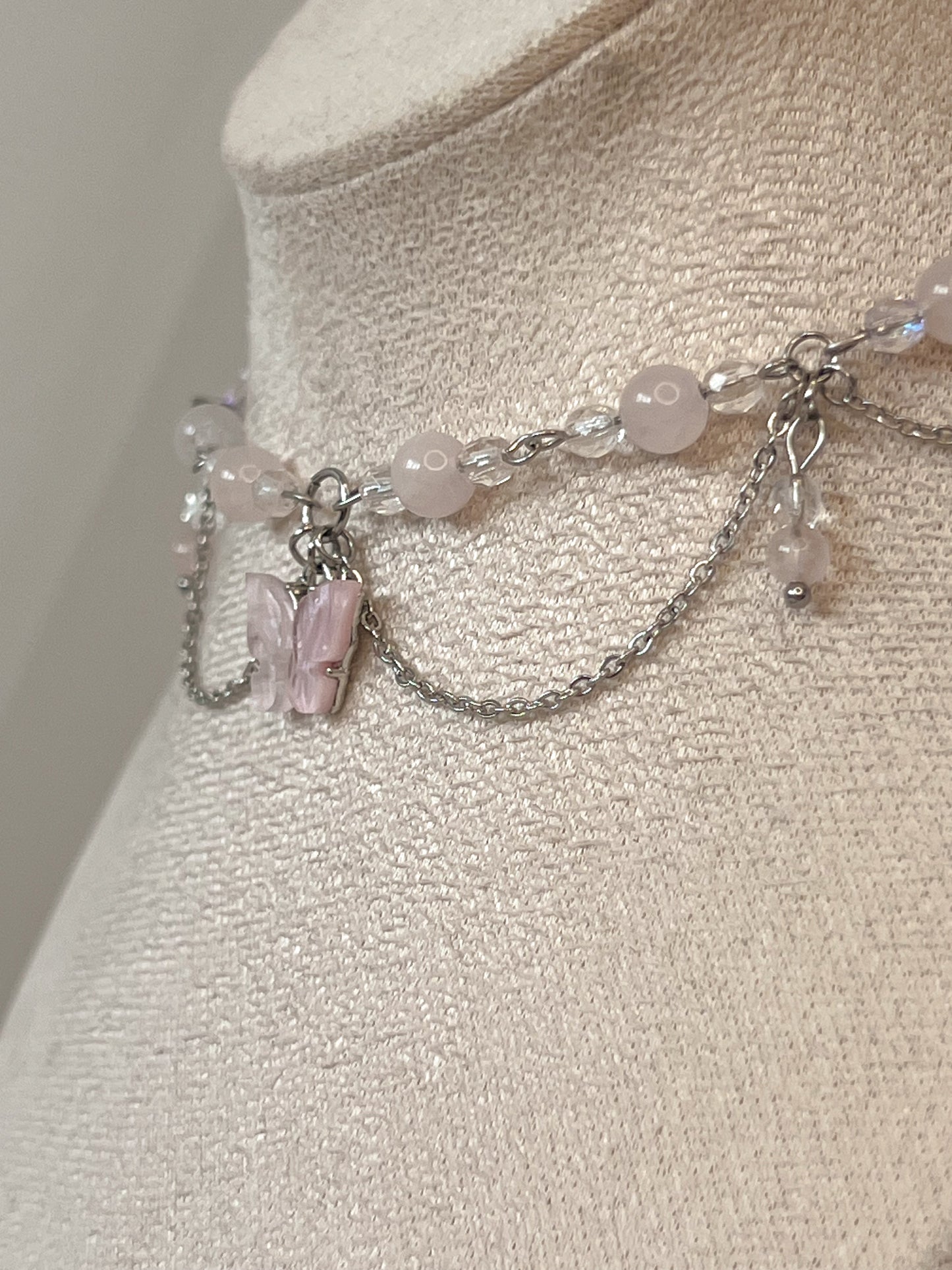 Collier Unique Mariposa - Quartz rose