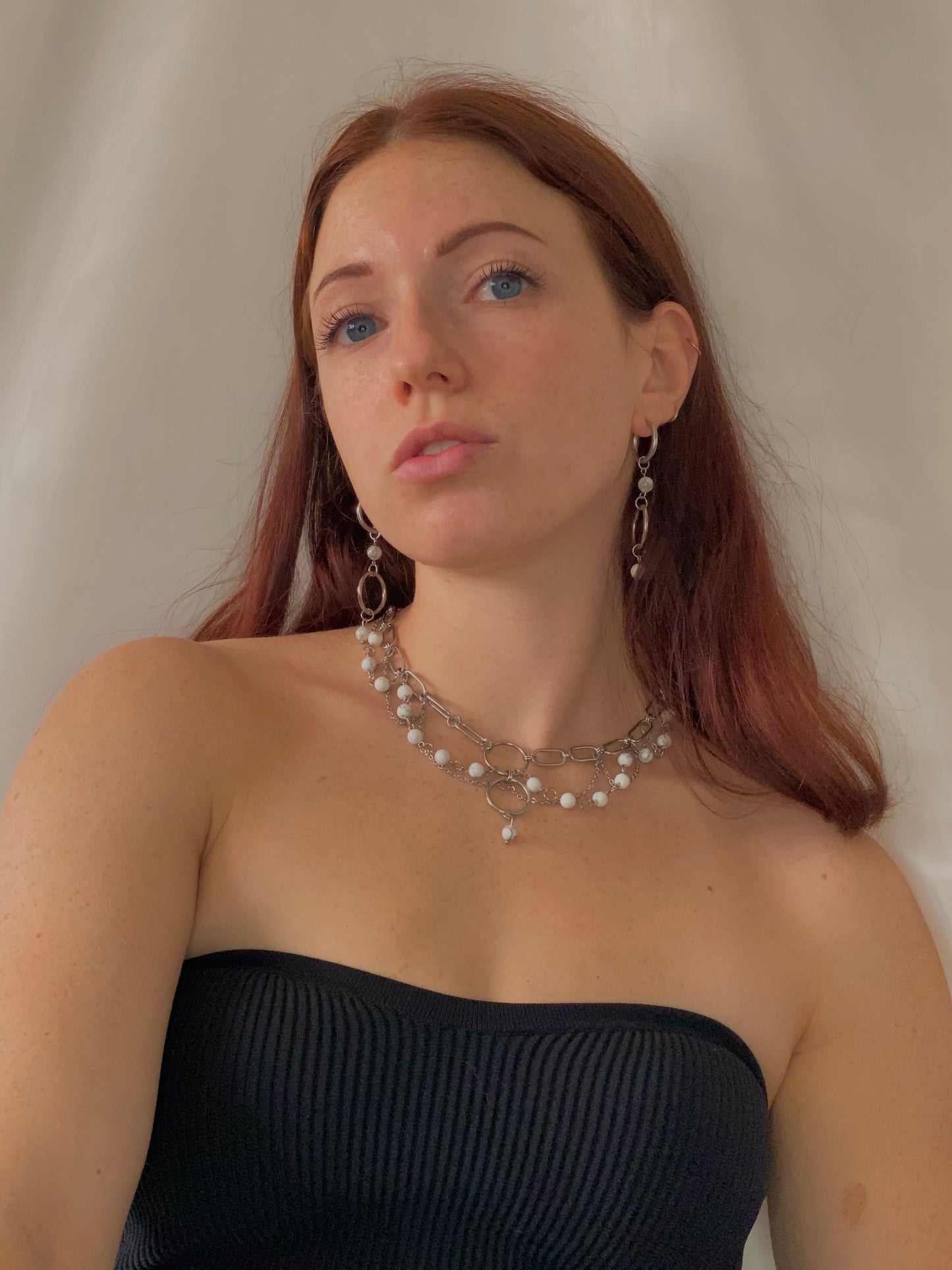Acier inoxydable,Argenté,Bijoux,Collier,Fantasy,Howlite