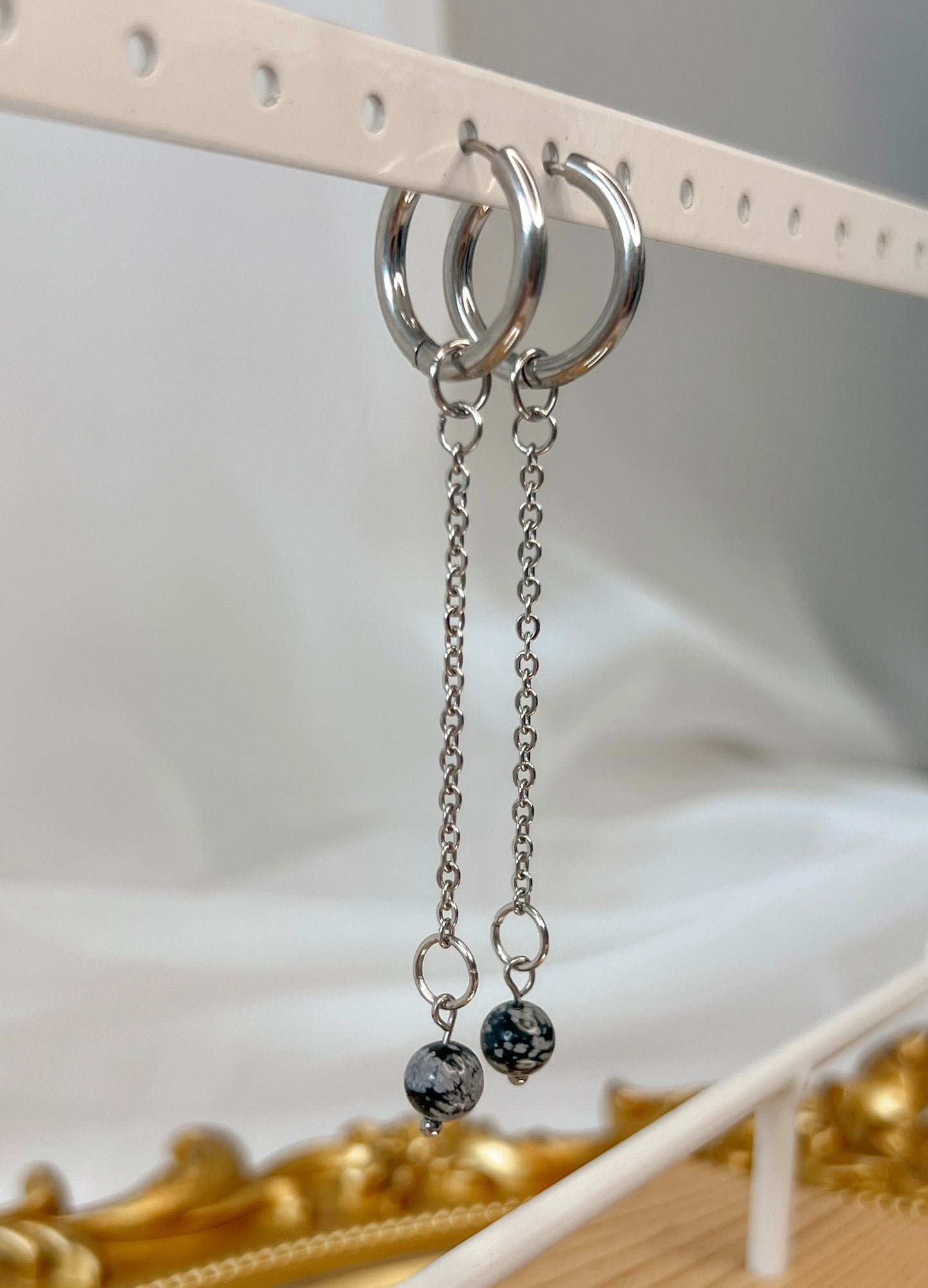 Boucles d’oreilles Avalone - Obsidienne neige