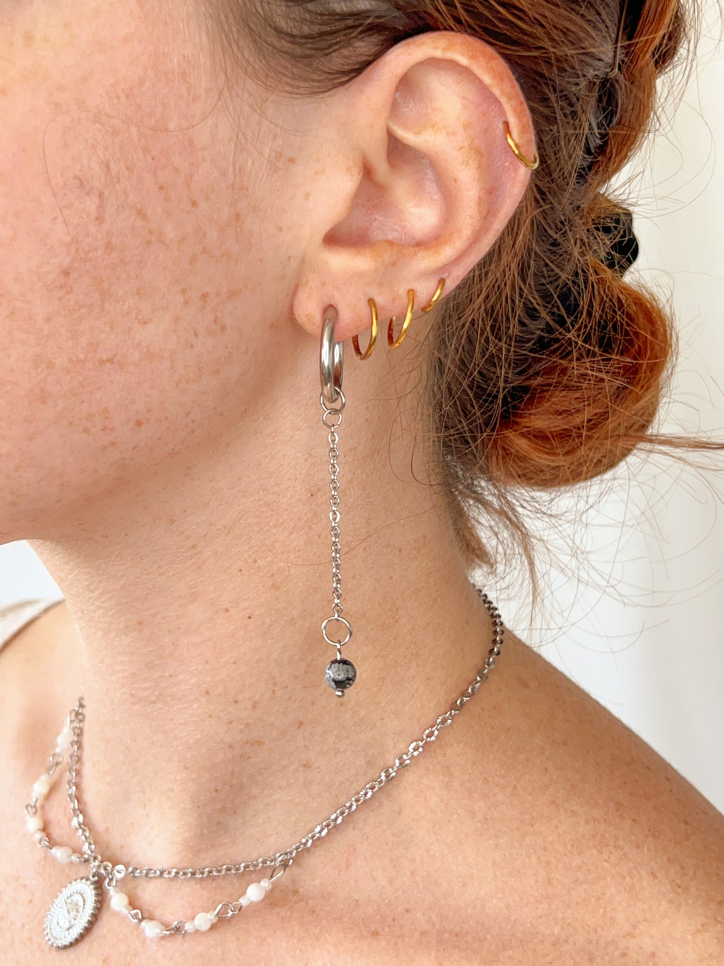 Boucles d’oreilles Avalone - Obsidienne neige