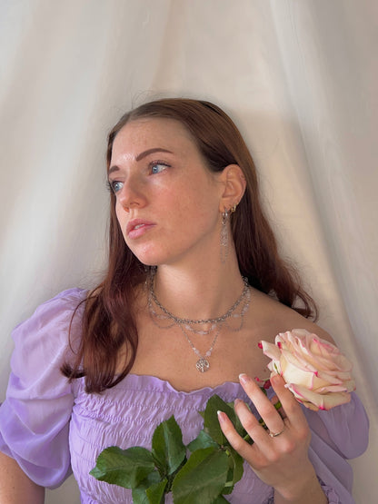 Acier inoxydable,Arbre de vie,Argenté,Bijoux,Collier,Fantasy,Quartz rose