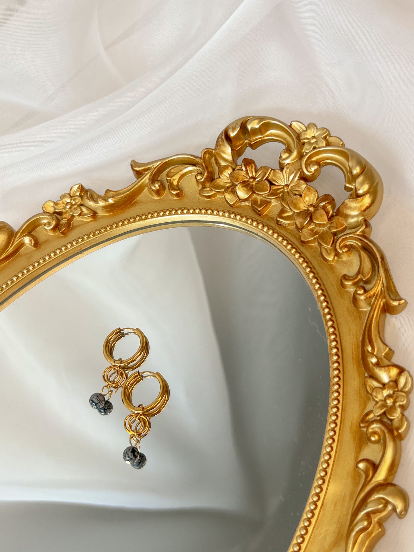 Boucles d’oreilles Aelys - Obsidienne neige