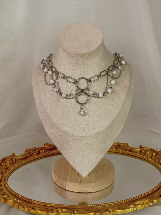 Acier inoxydable,Argenté,Bijoux,Collier,Fantasy,Howlite