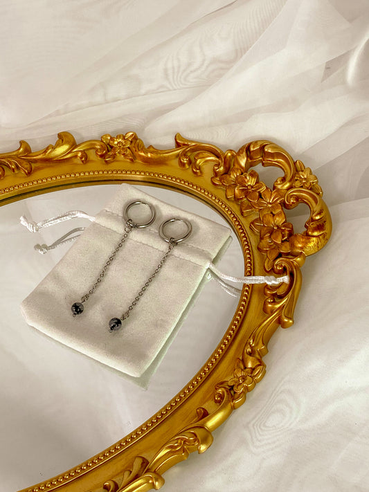 Acier inoxydable,Argenté,Bijoux,Boucles d’oreilles,Interchangeable,Obsidienne neige,Pendants,Personnalisable