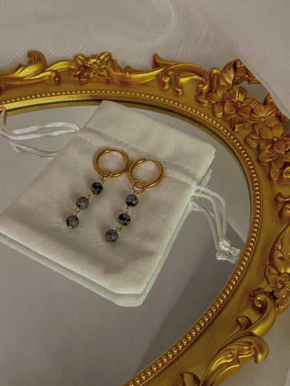 Acier inoxydable,Bijoux,Boucles d’oreilles,Doré,Interchangeable,Obsidienne neige,Pendants,Personnalisable