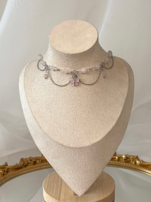 Collier Unique Mariposa - Quartz rose