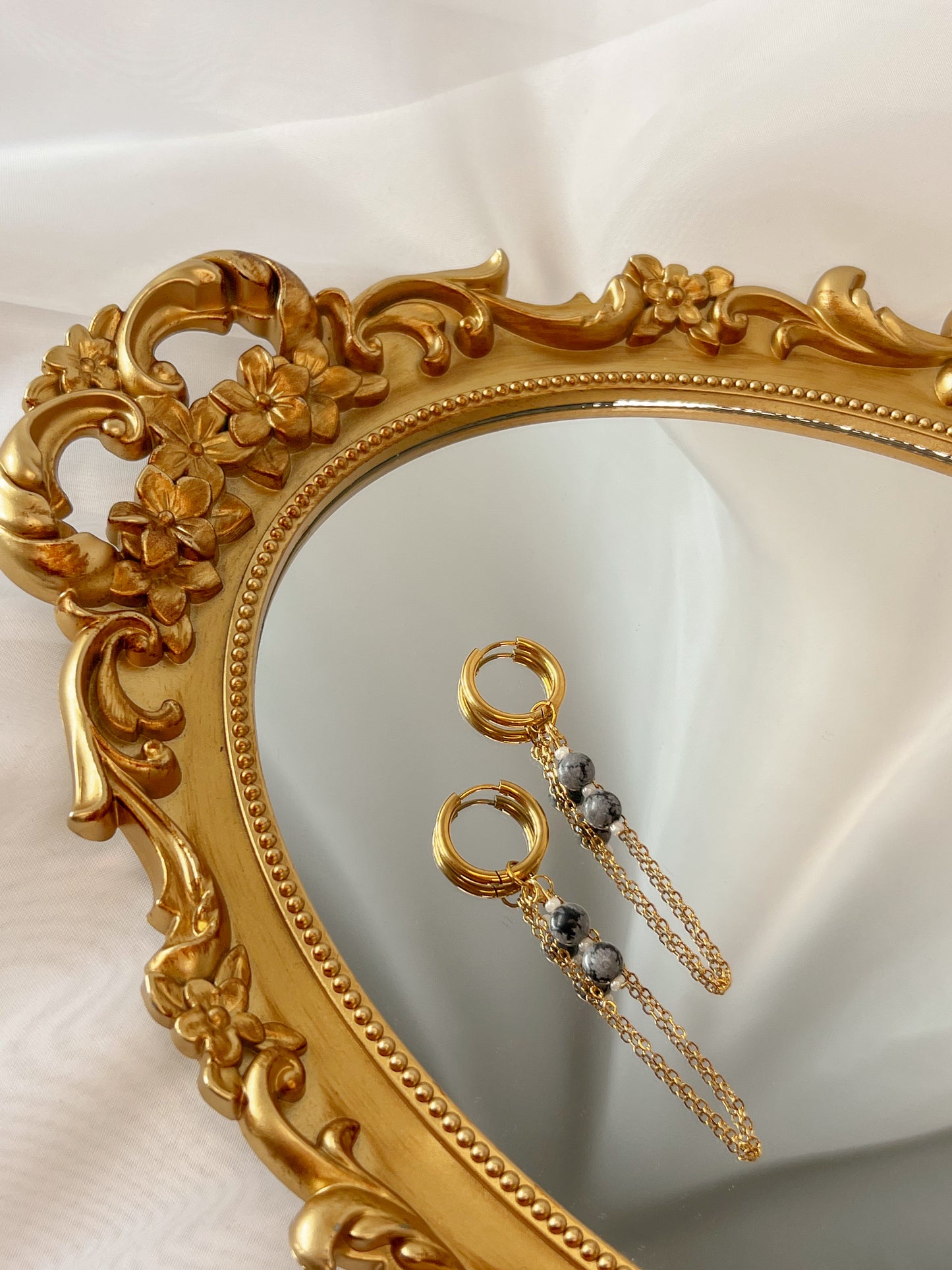 Boucles d’oreilles Syloria - Obsidienne neige