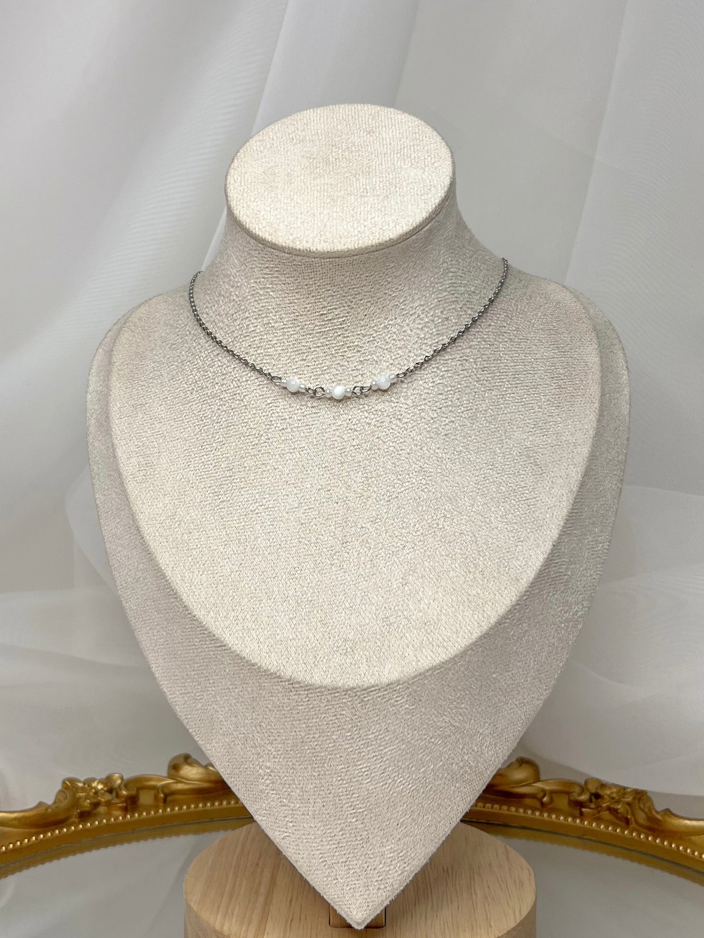 Collier Lya - Nacre argenté