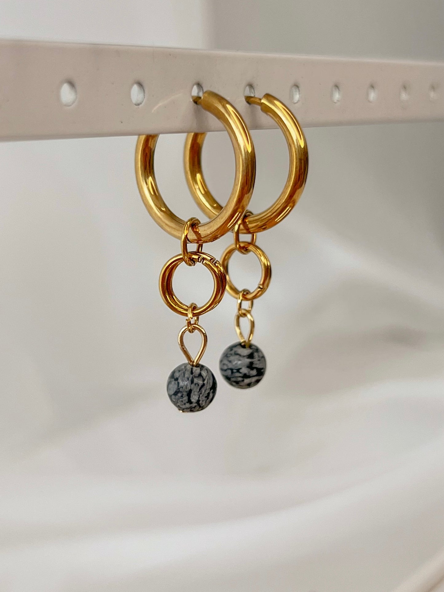 Boucles d’oreilles Aelys - Obsidienne neige