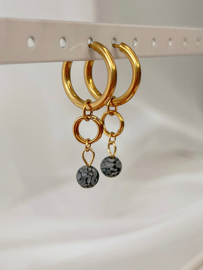 Boucles d’oreilles Aelys - Obsidienne neige