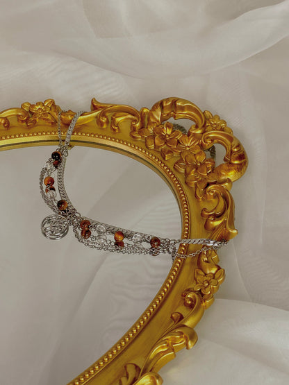 Acier inoxydable,Arbre de vie,Argenté,Bijoux,Collier,Cristal de roche,Fantasy,Oeil de tigre