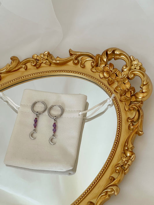 Acier inoxydable,Amethyste,Argenté,Bijoux,Boucles d’oreilles