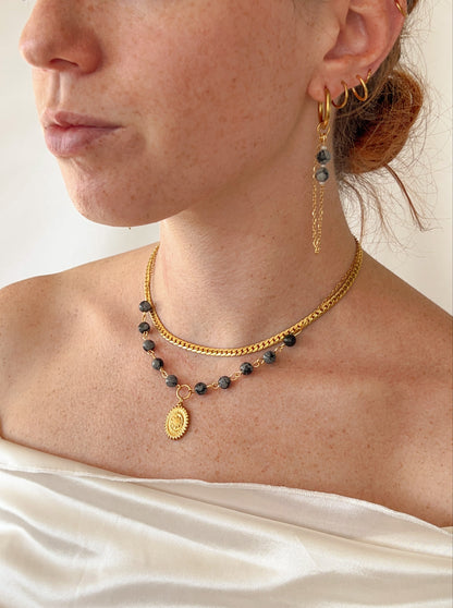 Boucles d’oreilles Syloria - Obsidienne neige