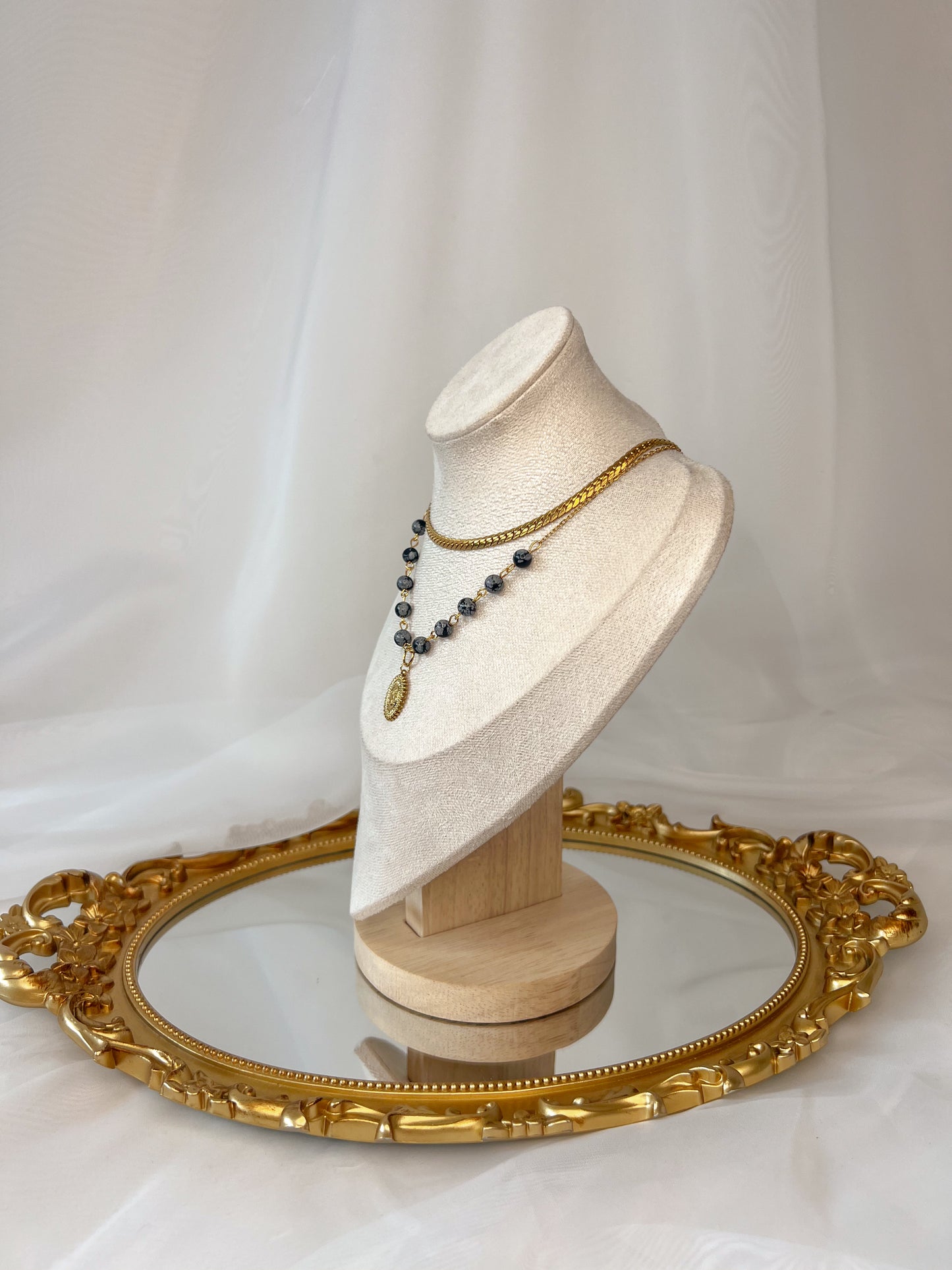 Collier Kalliopée - Obsidienne neige