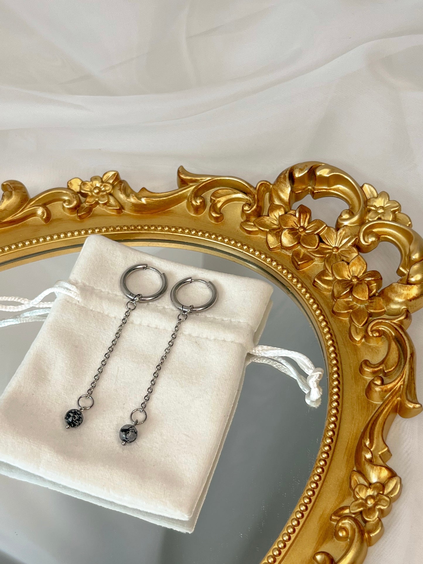 Boucles d’oreilles Avalone - Obsidienne neige
