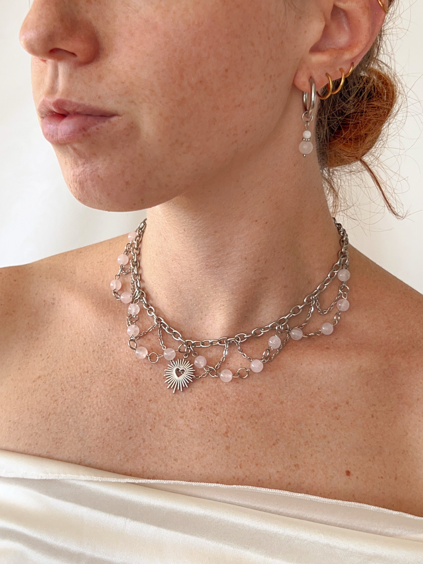 Boucles d’oreilles Selia - Quartz rose