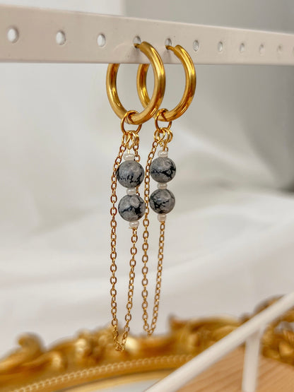 Boucles d’oreilles Syloria - Obsidienne neige