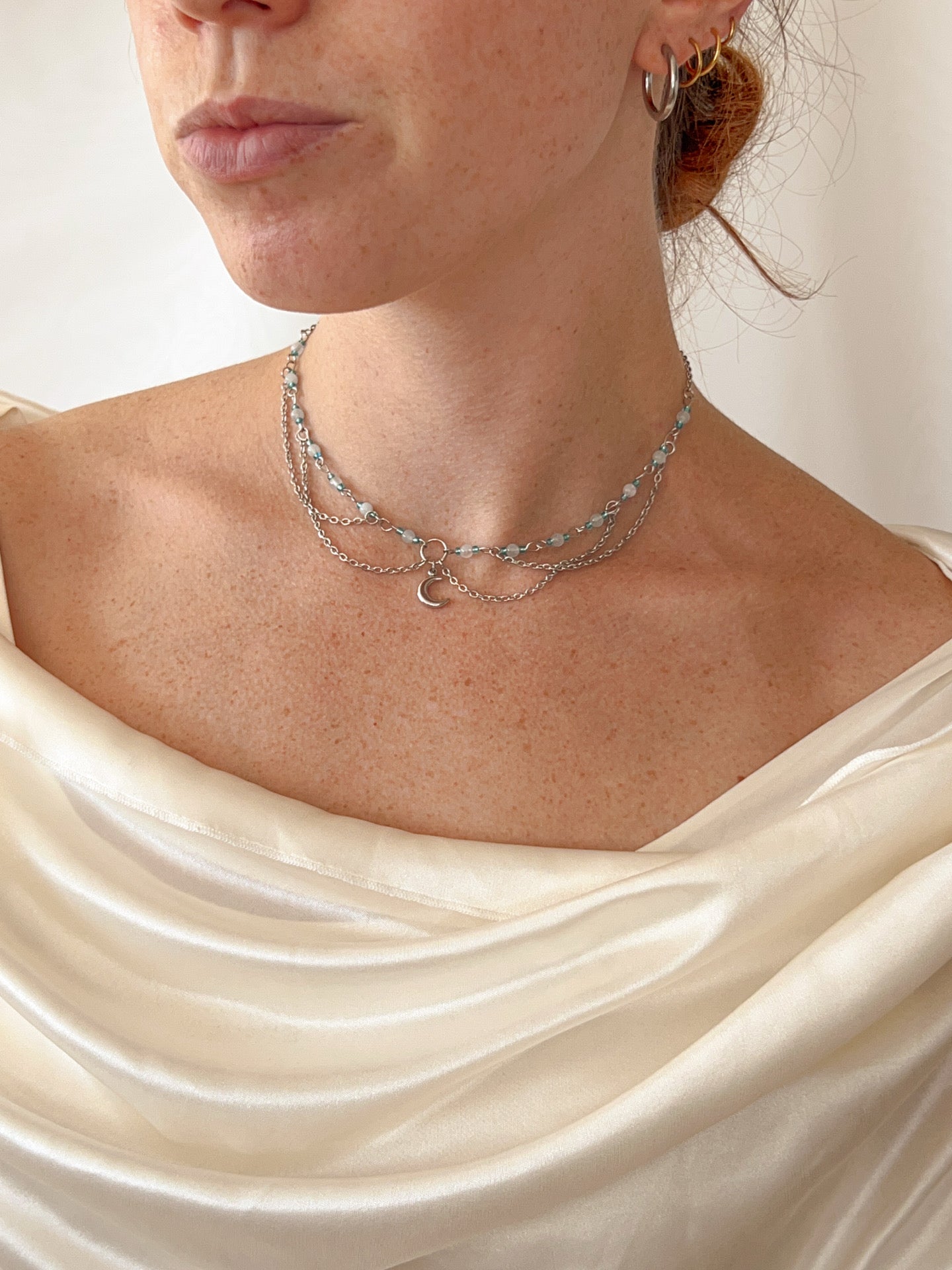 Collier Lunara - Aigue marine