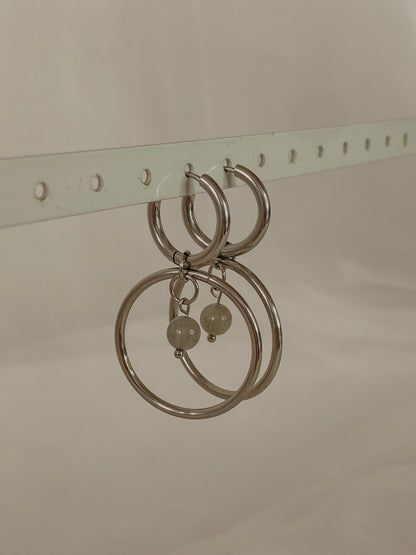 Acier inoxydable,Argenté,Bijoux,Boucles d’oreilles,Interchangeable,Labradorite,Pendants,Personnalisable