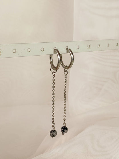 Acier inoxydable,Argenté,Bijoux,Boucles d’oreilles,Interchangeable,Obsidienne neige,Pendants,Personnalisable
