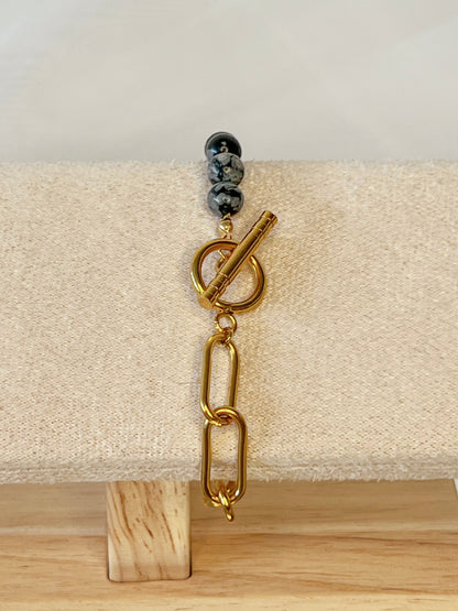 Bracelet Vaelia - Obsidienne neige