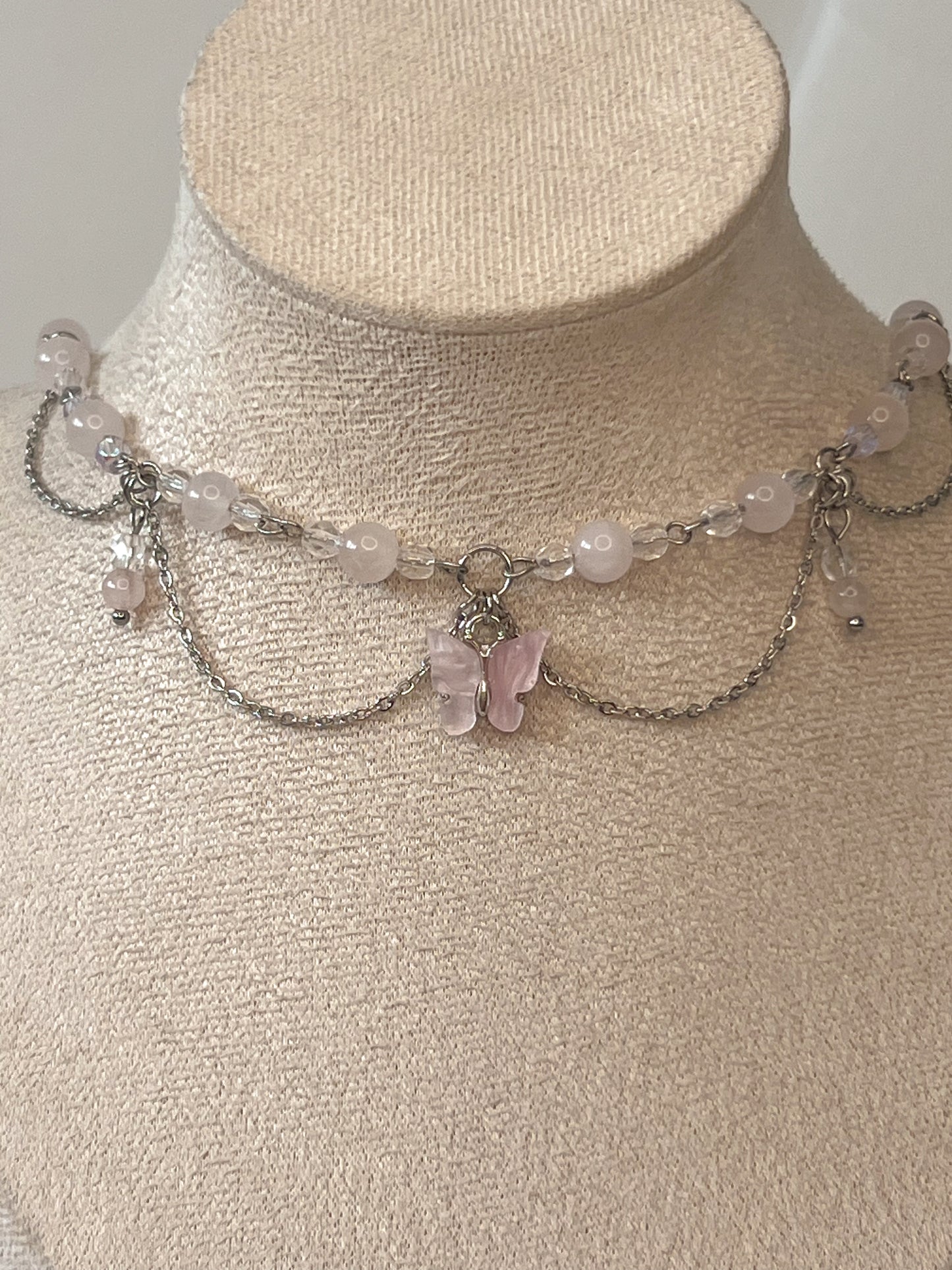 Collier Unique Mariposa - Quartz rose