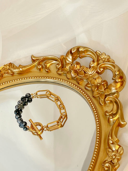 Bracelet Vaelia - Obsidienne neige