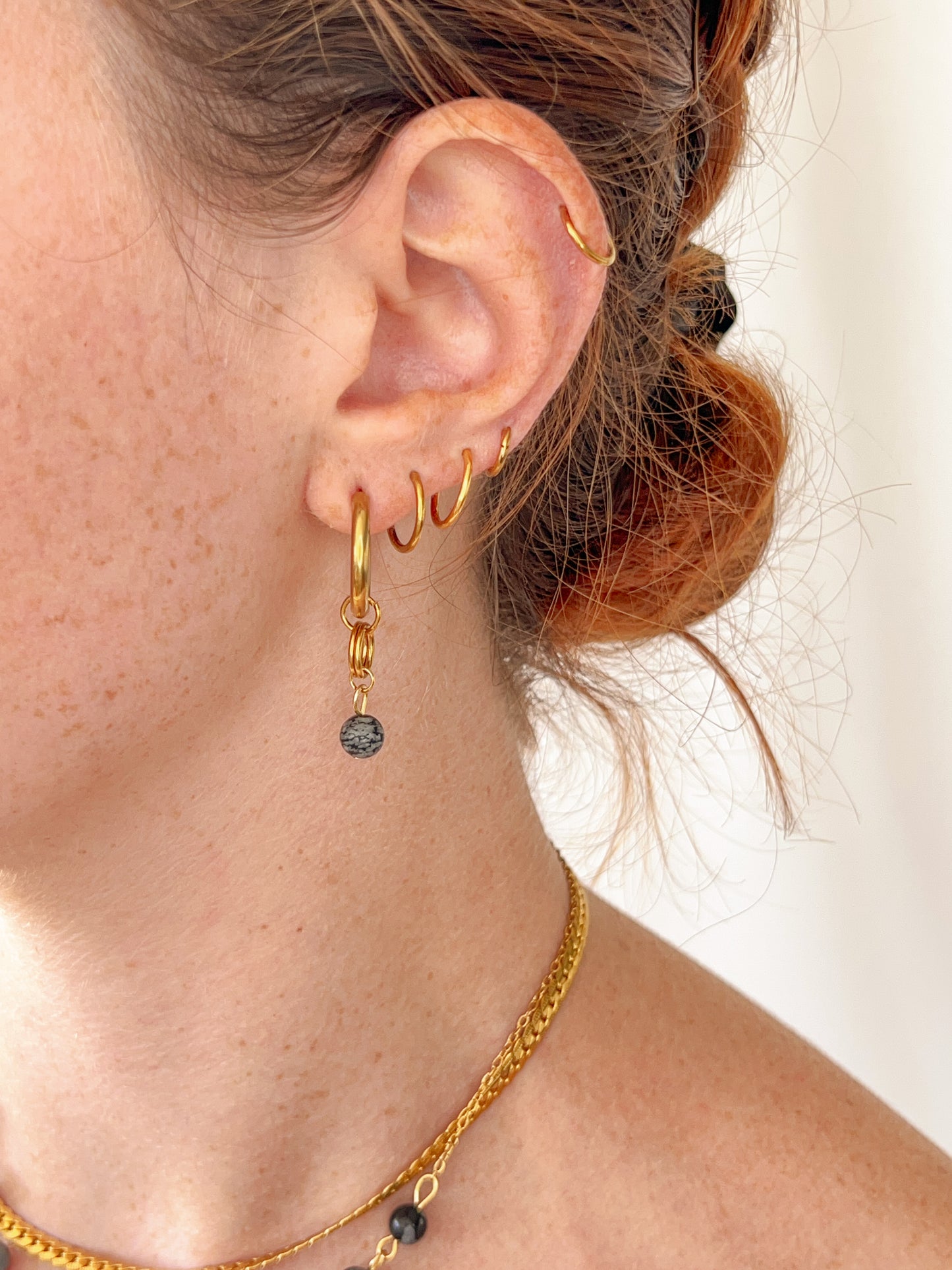 Boucles d’oreilles Aelys - Obsidienne neige